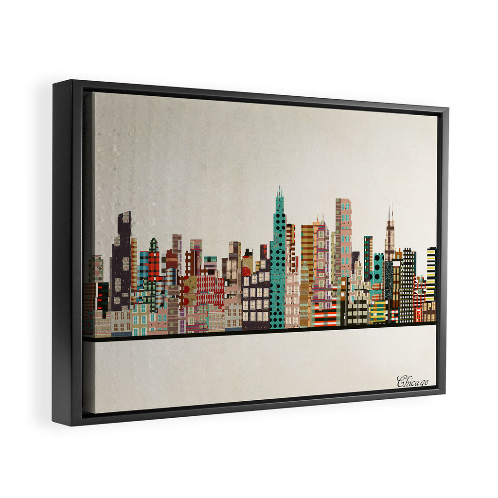 chicago city skyline Framed Canvas Print Gallery Image 2