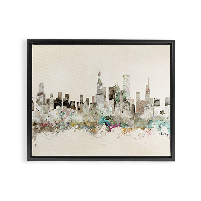 chicago city skyline Framed Canvas Print Gallery Image 2