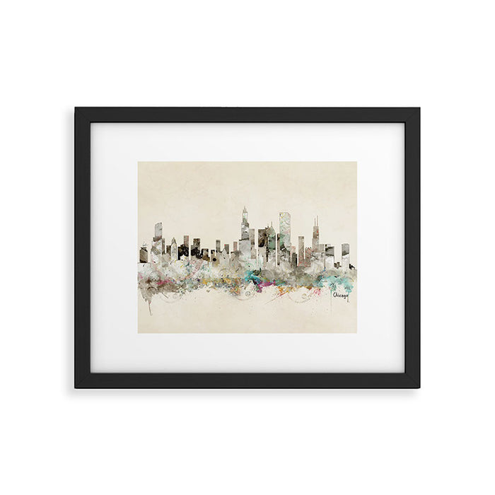 chicago city skyline Framed Art Print Gallery Image 1