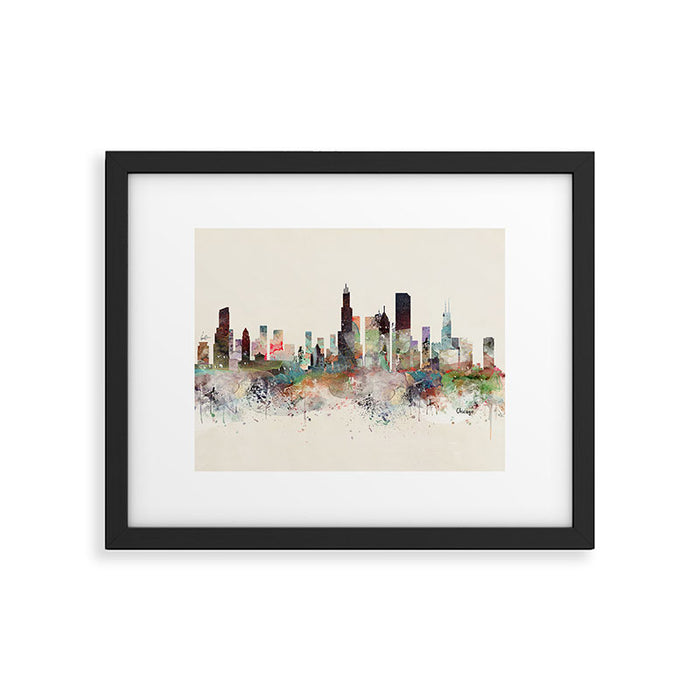 chicago illinois skyline Framed Art Print Gallery Image 1