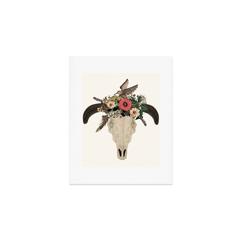 cow skull flowers Art Print Gallery Image 1