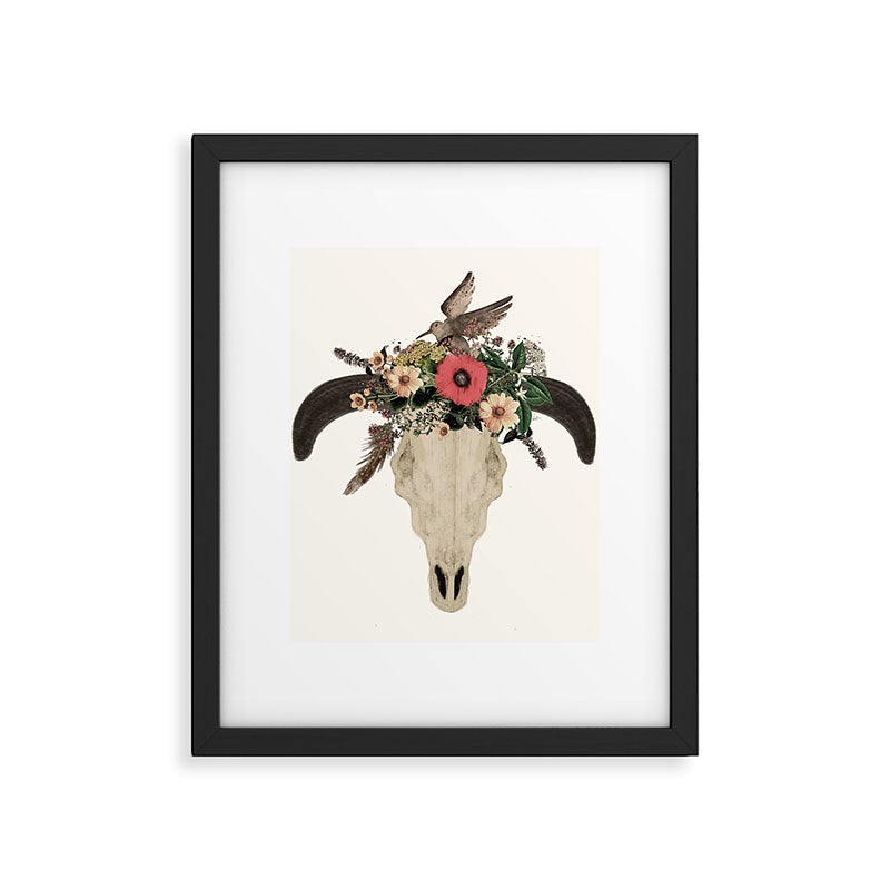 cow skull flowers Framed Art Print Gallery Image 6