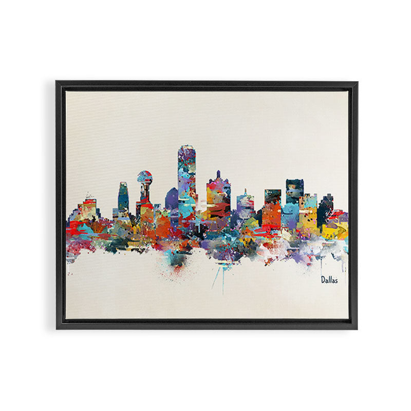 dallas texas skyline Framed Canvas Print Gallery Image 2