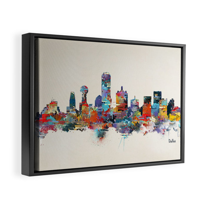 dallas texas skyline Framed Canvas Print Gallery Image 1