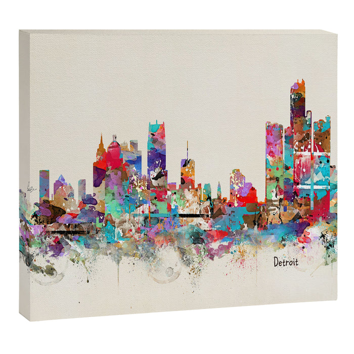 detroit michigan skyline Canvas Print Gallery Image 1