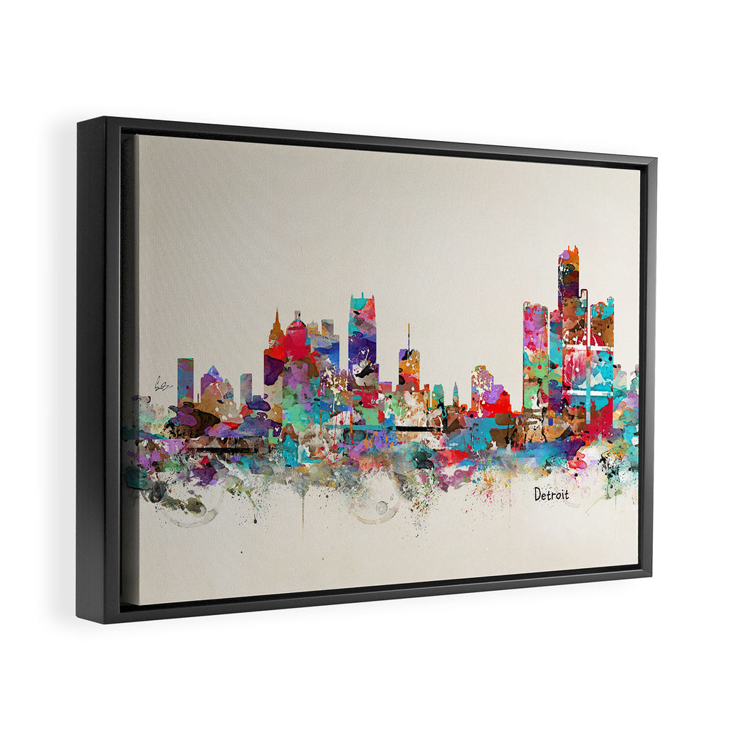 detroit michigan skyline Framed Canvas Print Gallery Image 6