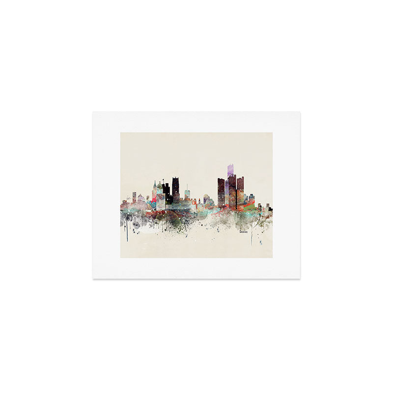 detroit michigan skyline Art Print Gallery Image 1