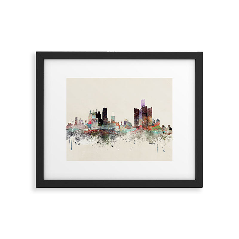 detroit michigan skyline Framed Art Print Gallery Image 4