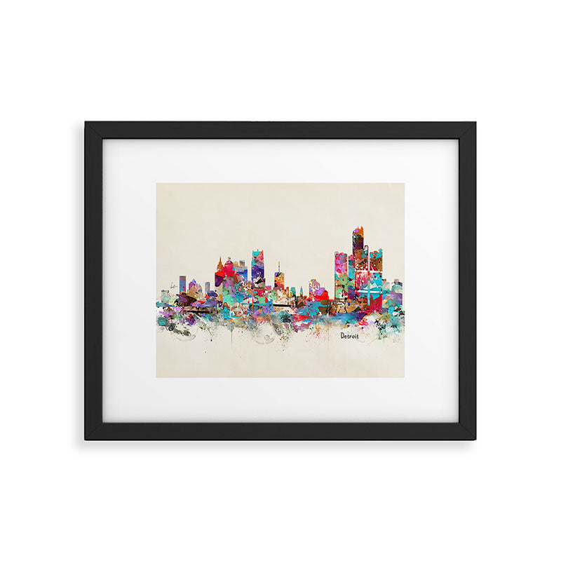 detroit michigan skyline Framed Art Print Gallery Image 5