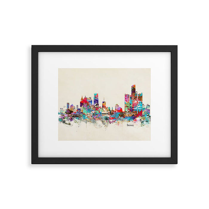 detroit michigan skyline Framed Art Print Gallery Image 1