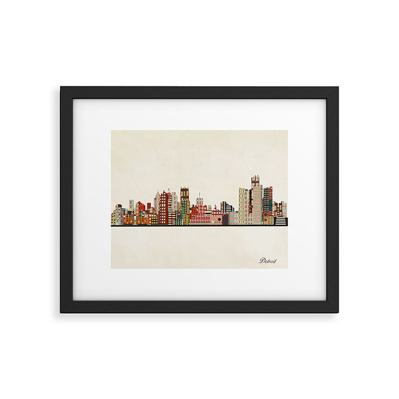 detroit skyline Framed Art Print Gallery Image 6