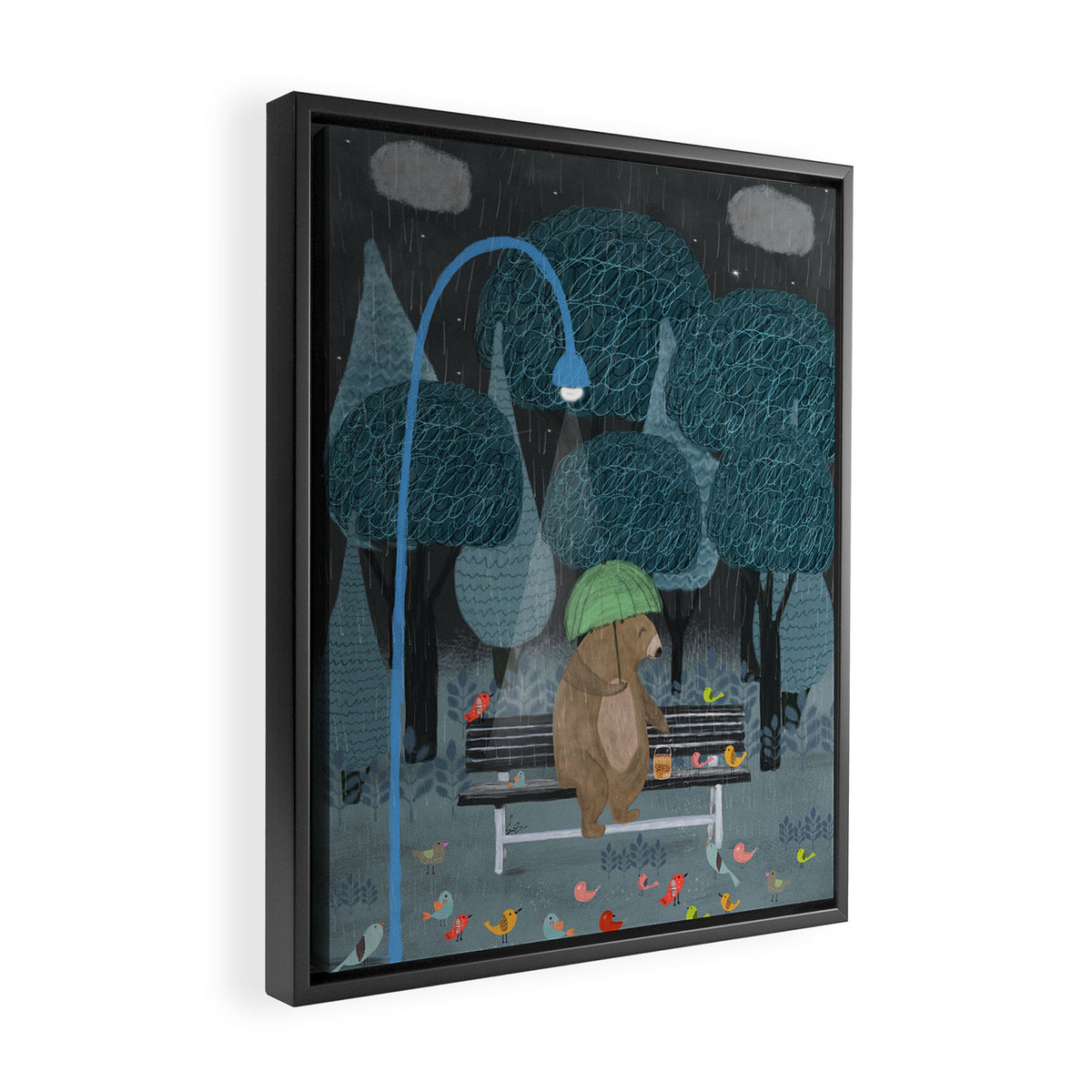 feeding the birds Framed Canvas Print Gallery Image 2