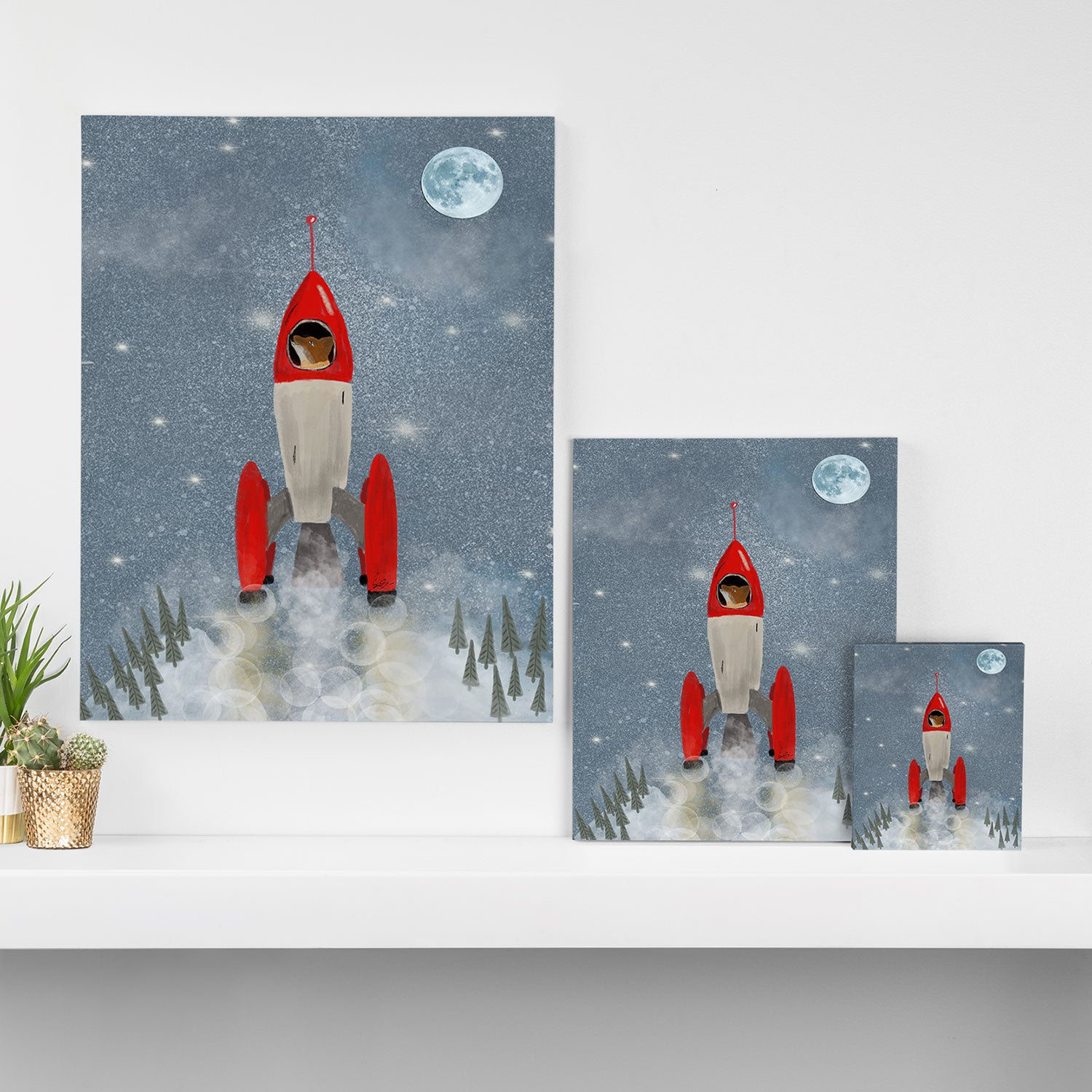 fox goes to the moon Canvas Print Gallery Image 3
