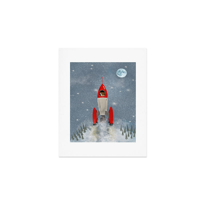 fox goes to the moon Art Print Gallery Image 1