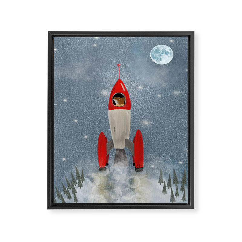fox goes to the moon Framed Canvas Print Gallery Image 8