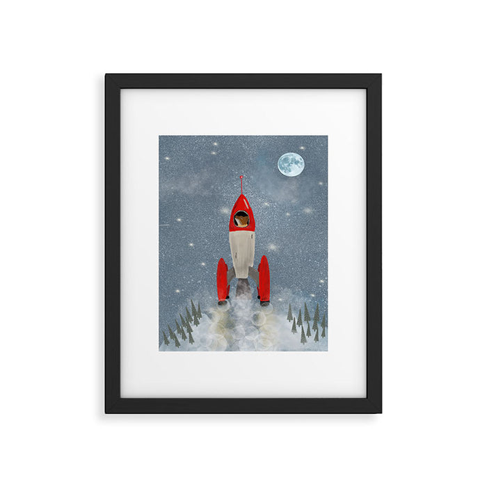 fox goes to the moon Framed Art Print Gallery Image 1