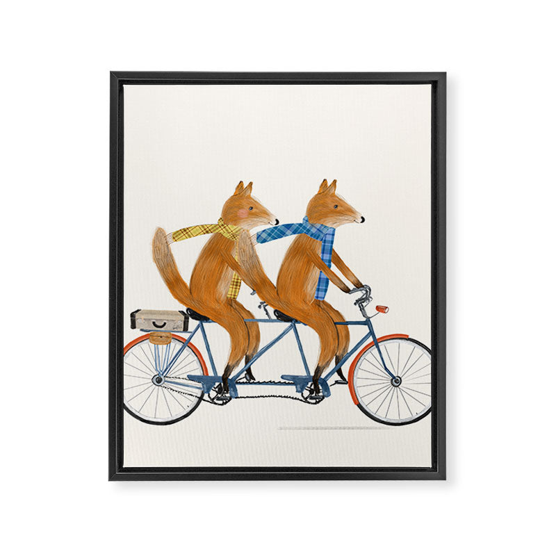 foxes lets tandem Framed Canvas Print Gallery Image 8