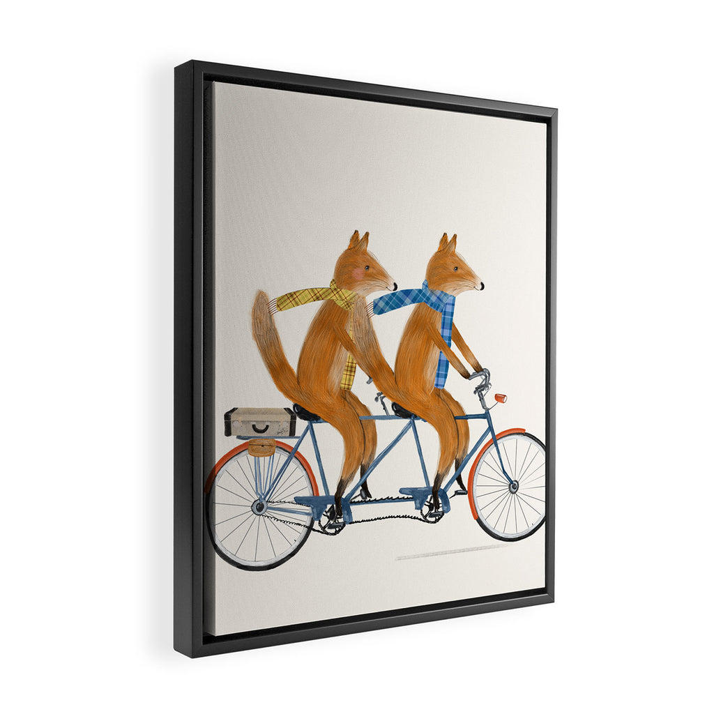 foxes lets tandem Framed Canvas Print Gallery Image 2