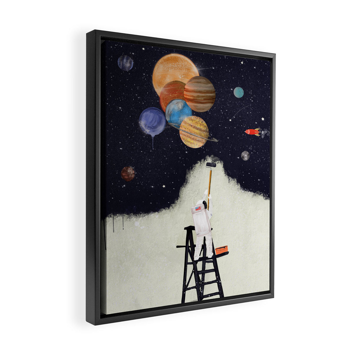 galaxy graffiti Framed Canvas Print Gallery Image 2