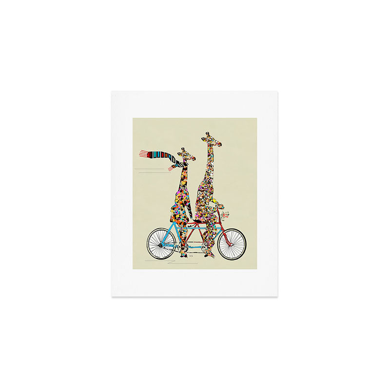 giraffe days lets tandem Art Print Gallery Image 1