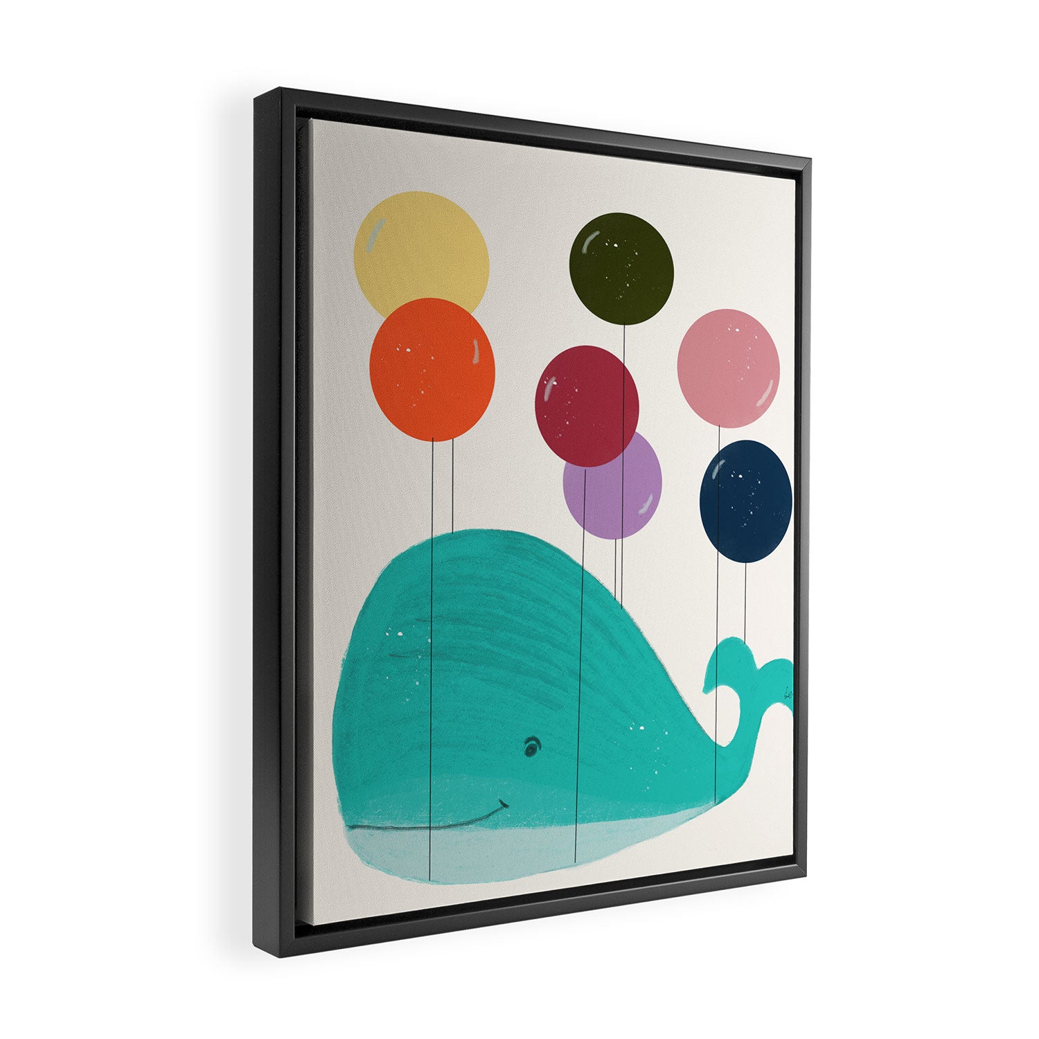 happy whale Framed Canvas Print Gallery Image 2