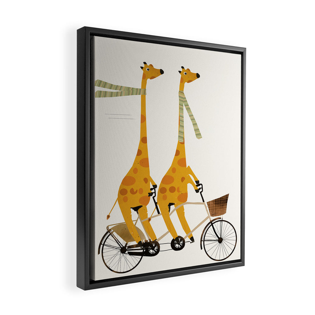 lets tandem giraffes Framed Canvas Print Gallery Image 2