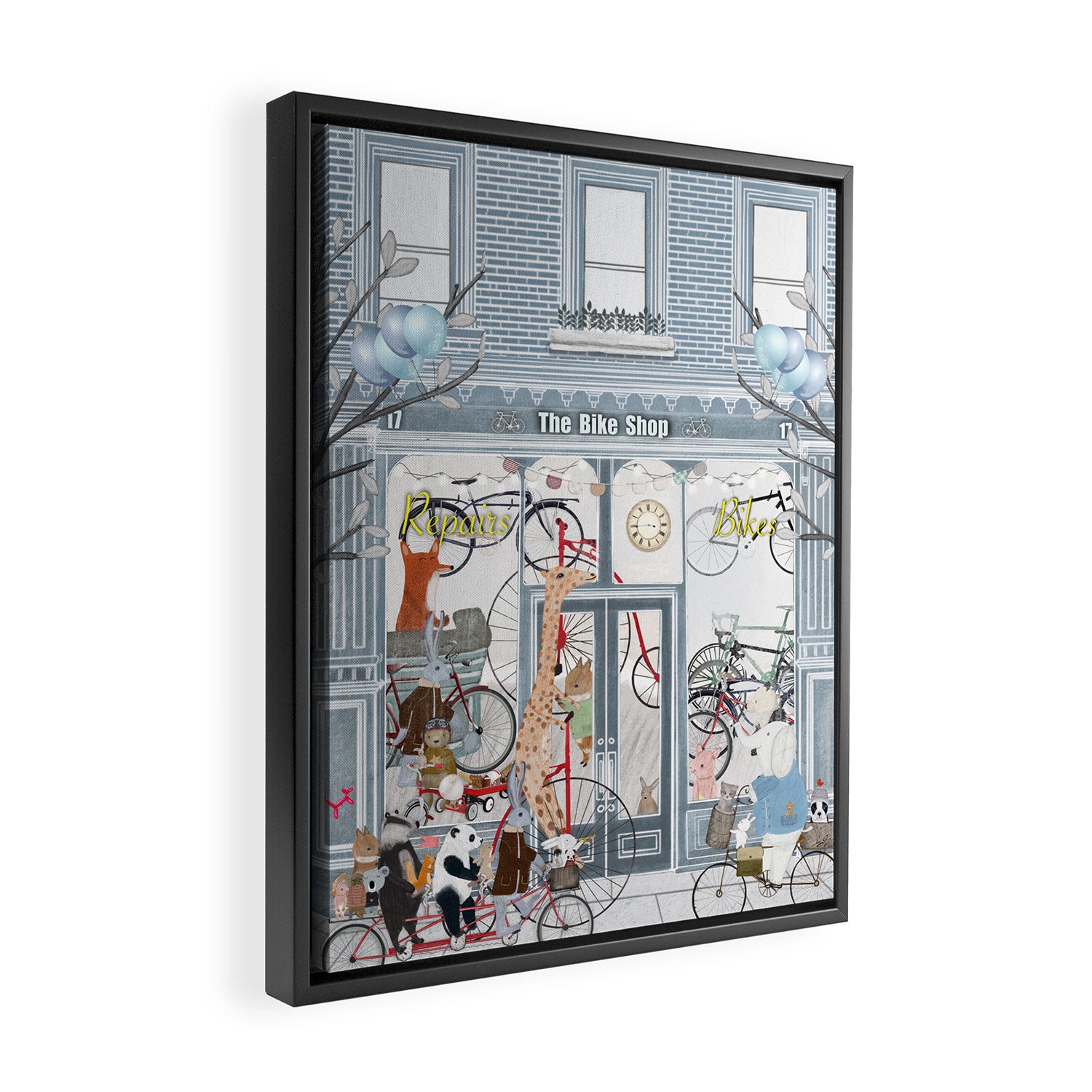 little bicycle shop Framed Canvas Print Gallery Image 2