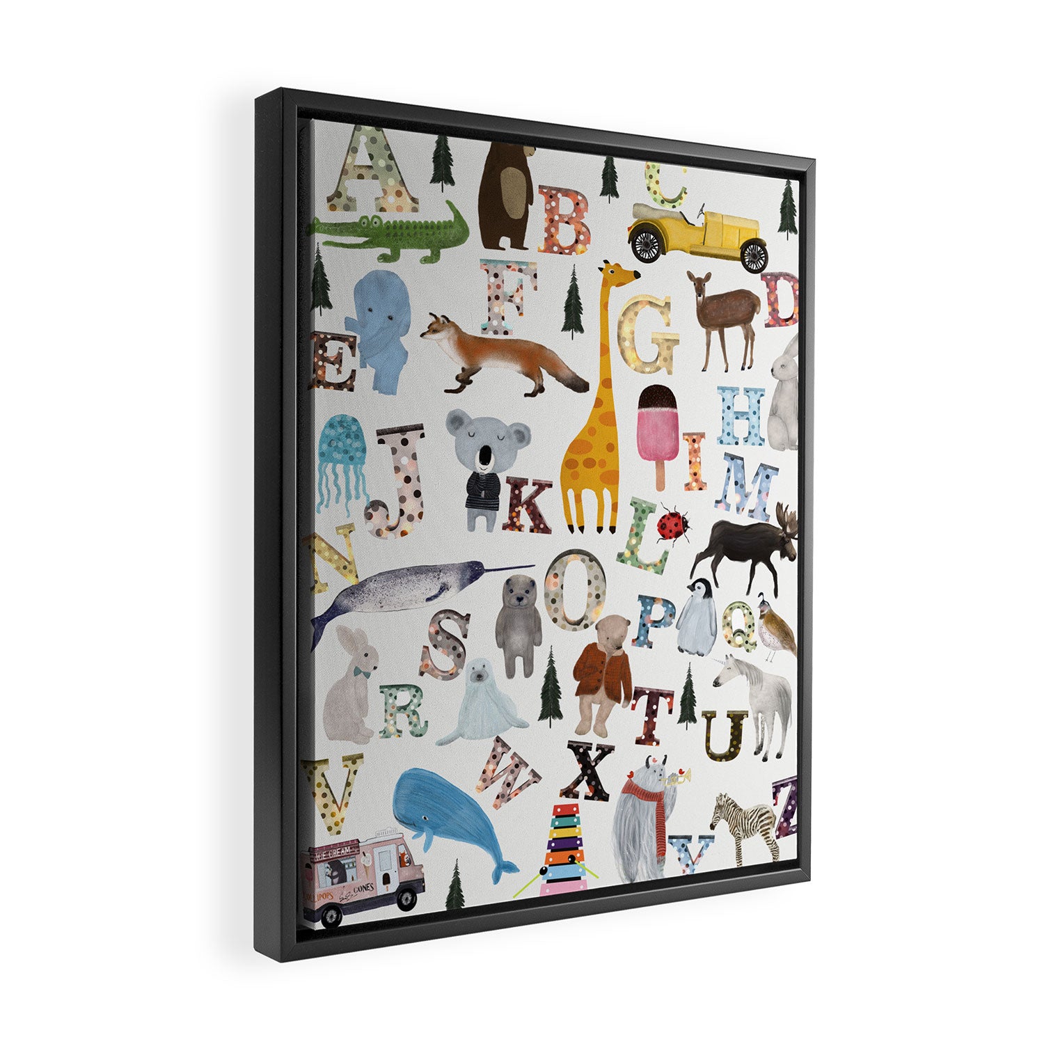 little nature alphabet Framed Canvas Print Gallery Image 2