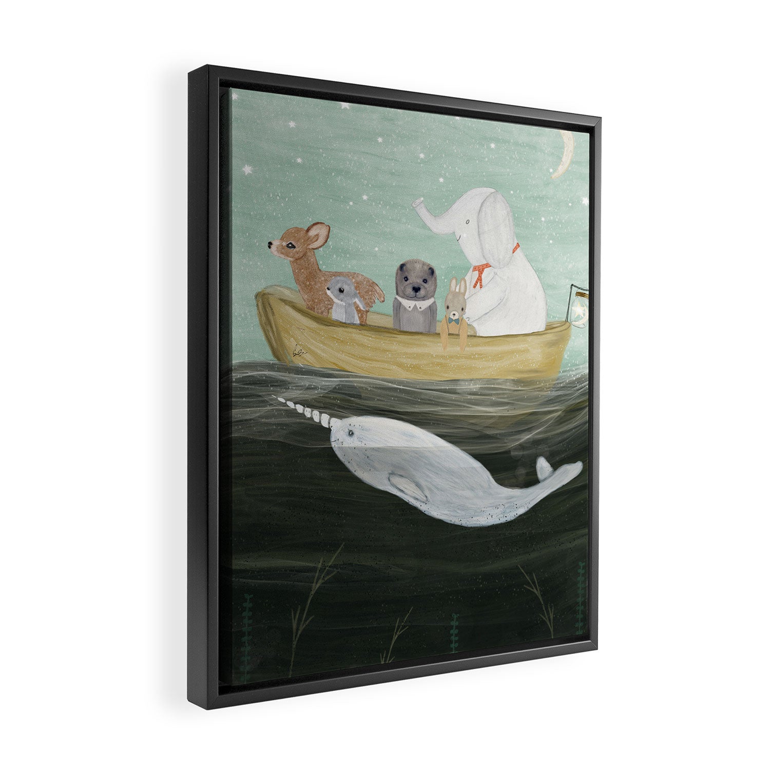 little yellow boat Framed Canvas Print Gallery Image 2