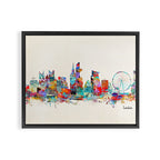 london city skyline watercolor Framed Canvas Print Gallery Image 2