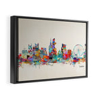 london city skyline watercolor Framed Canvas Print Gallery Image 6