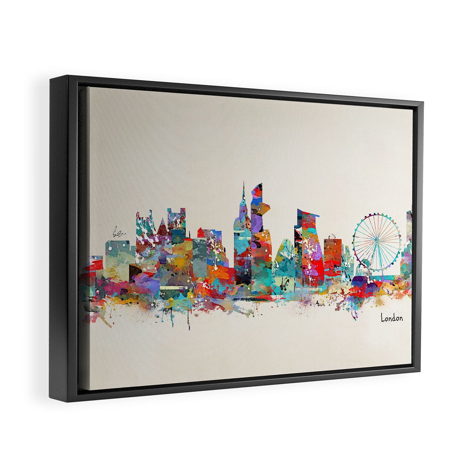 london city skyline watercolor Framed Canvas Print Gallery Image 6