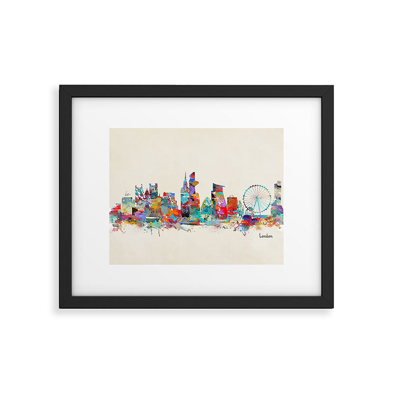 london city skyline watercolor Framed Art Print Gallery Image 5