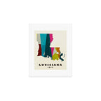louisiana state map modern Art Print Gallery Image 1