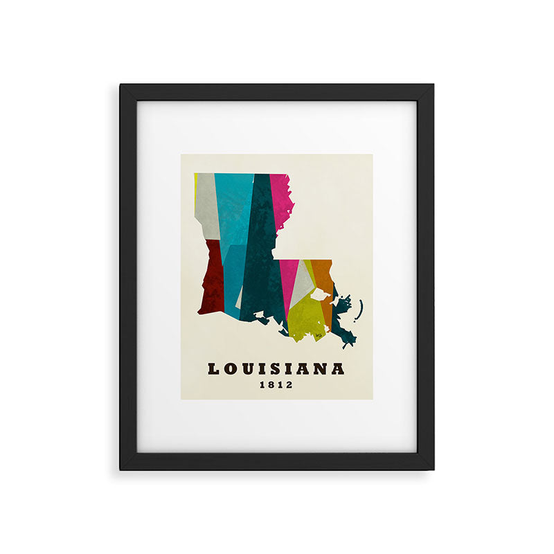 louisiana state map modern Framed Art Print Gallery Image 5