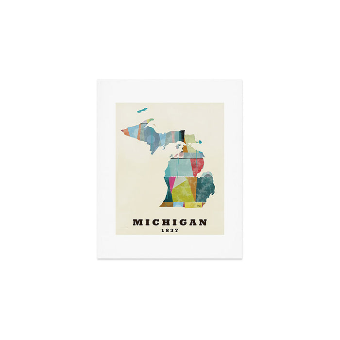 Michigan  state map modern Art Print Gallery Image 1