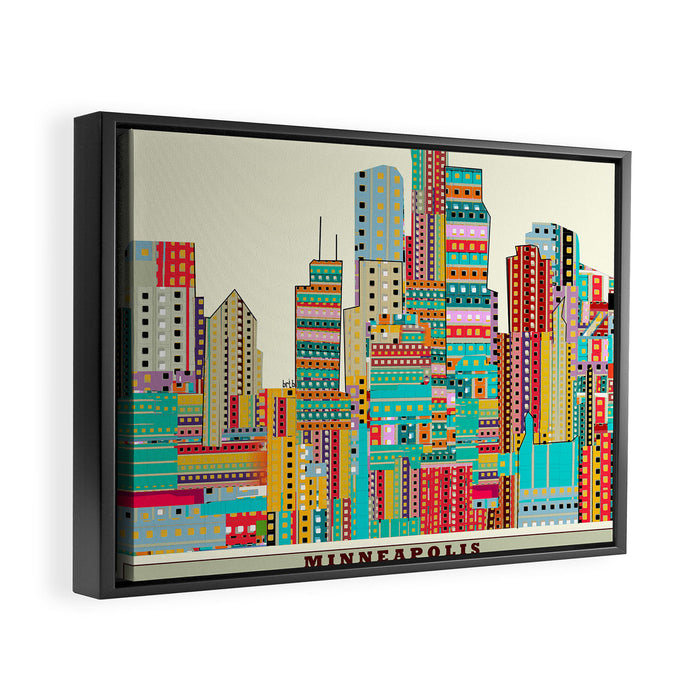 Minneapolis city  Framed Canvas Print Gallery Image 1