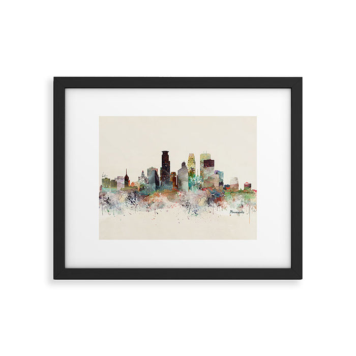 minneapolis minnesota skyline Framed Art Print Gallery Image 1