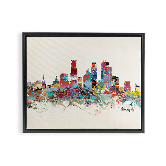 Minneapolis Minnesota skyline Framed Canvas Print Gallery Image 1