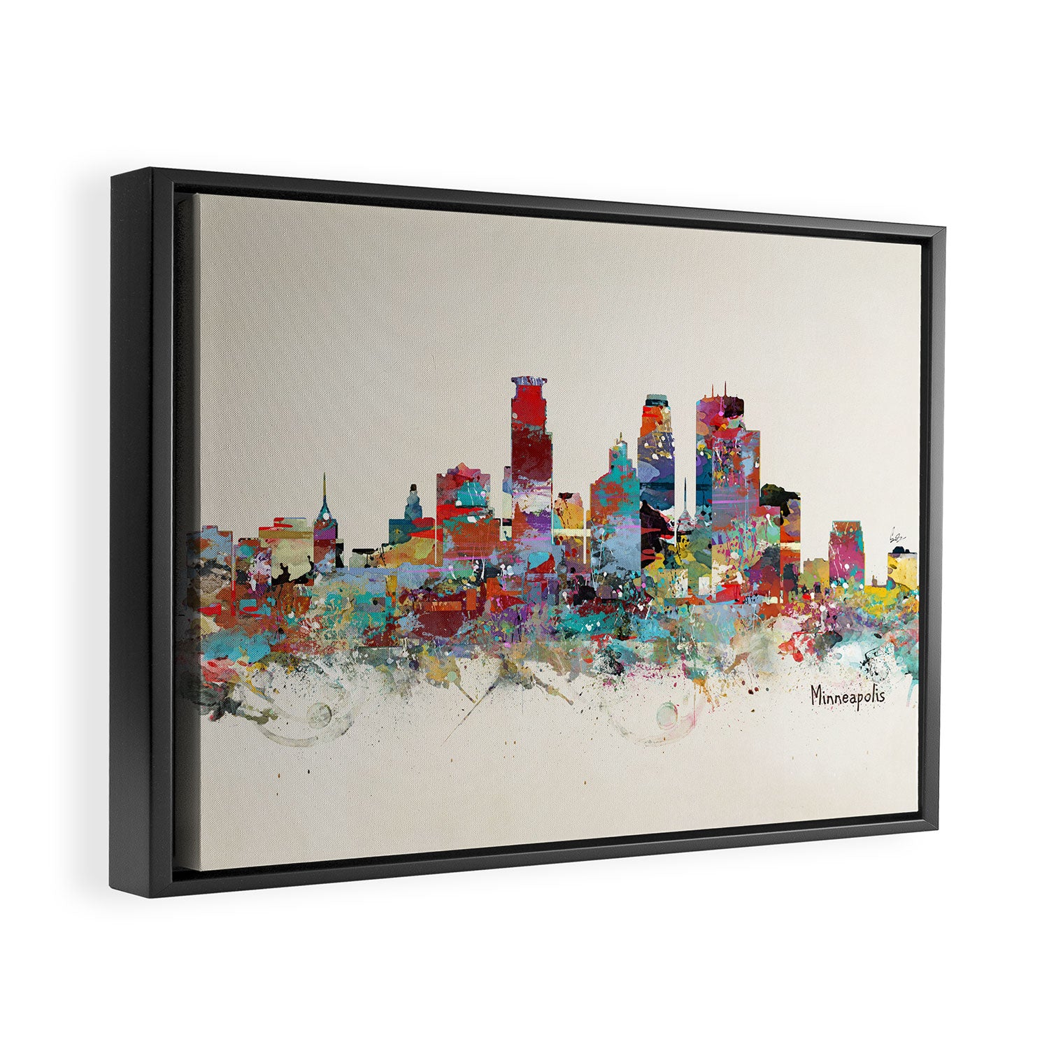 Minneapolis Minnesota skyline Framed Canvas Print Gallery Image 2