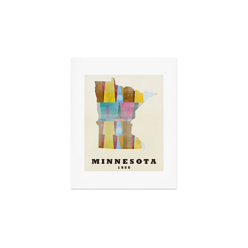 Minnesota state map modern Art Print Gallery Image 1
