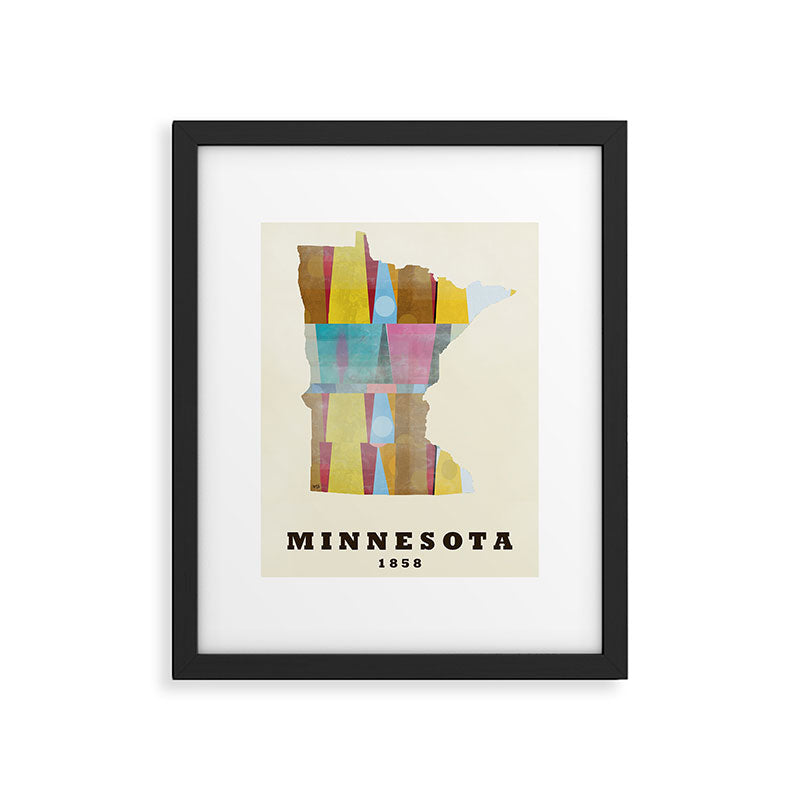 Minnesota state map modern Framed Art Print Gallery Image 5