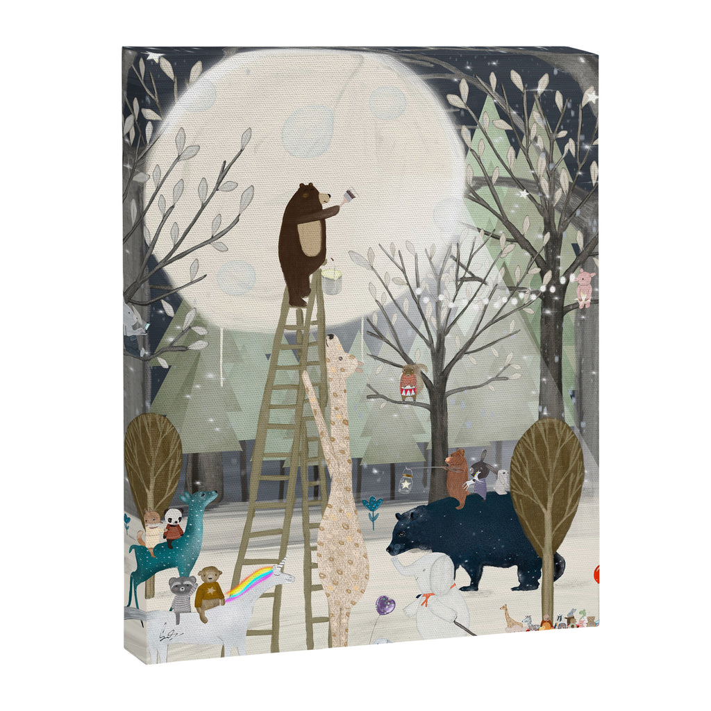 mr bear paints the moon Canvas Print Gallery Image 6