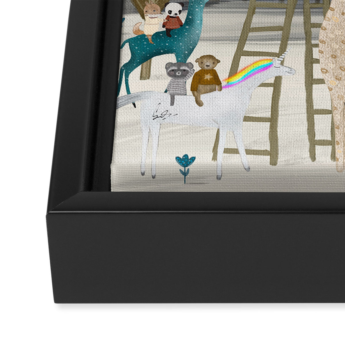 mr bear paints the moon Framed Canvas Print Gallery Image 3