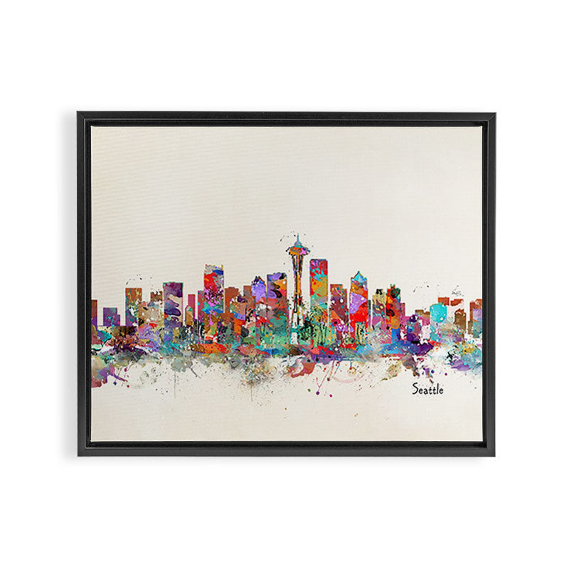 Seattle Washington skyline Framed Canvas Print Gallery Image 2