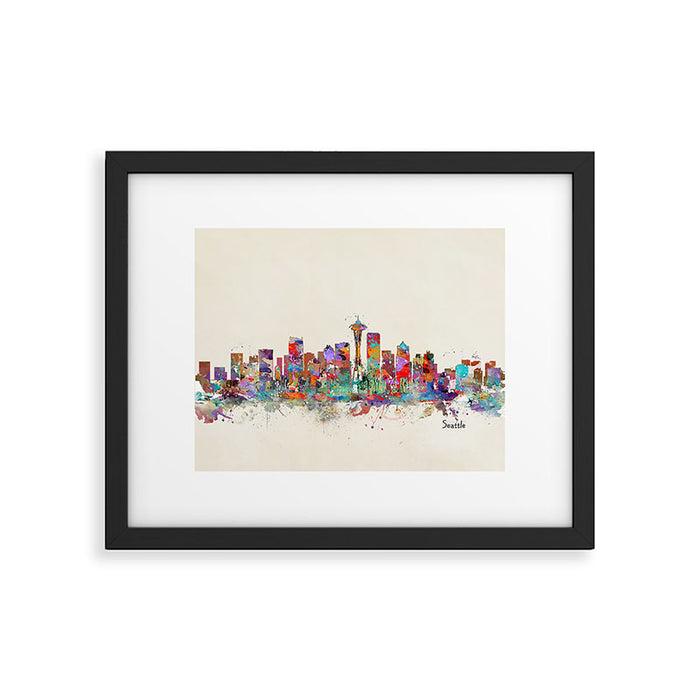 Seattle Washington skyline Framed Art Print Gallery Image 1