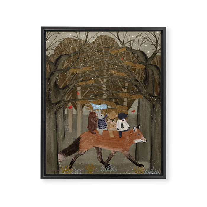 the amber fox Framed Canvas Print Gallery Image 1