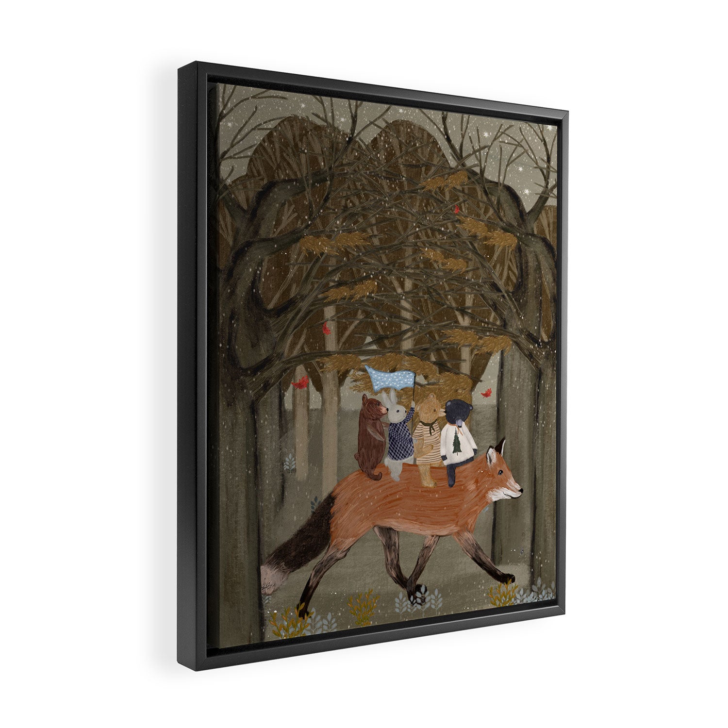 the amber fox Framed Canvas Print Gallery Image 2