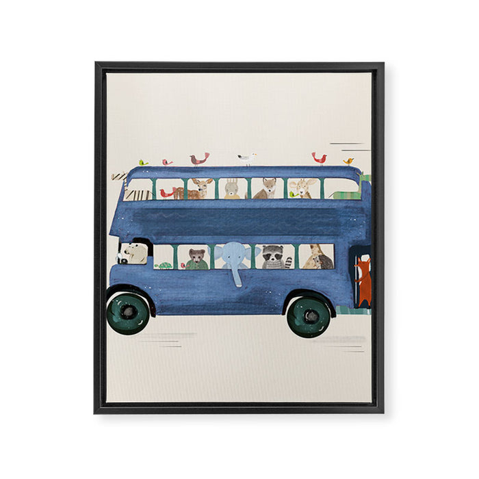 the big blue bus Framed Canvas Print Gallery Image 1