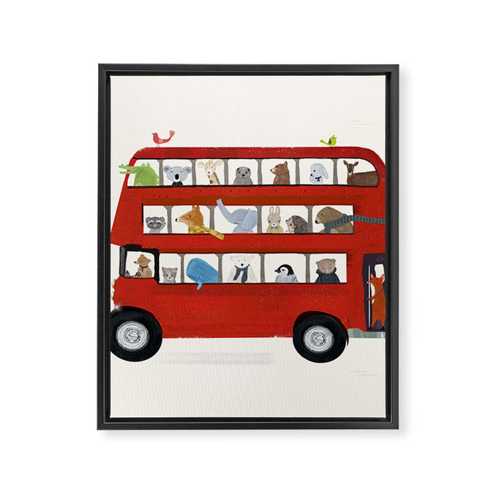 the big little red bus Framed Canvas Print Gallery Image 1
